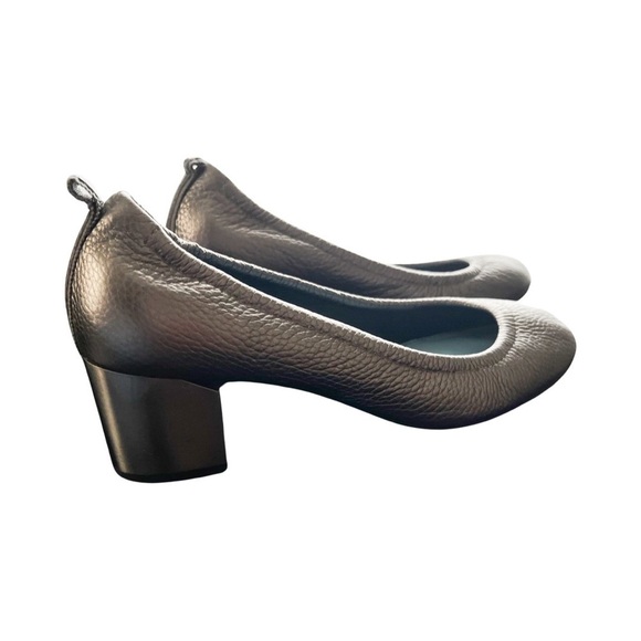 LANVIN Cube Metallic Round Toe Silver Heel Pumps Sz 8.5 - Picture 7 of 7